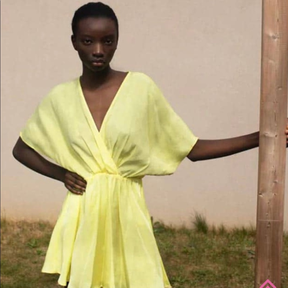Zara yellow satin effect dress